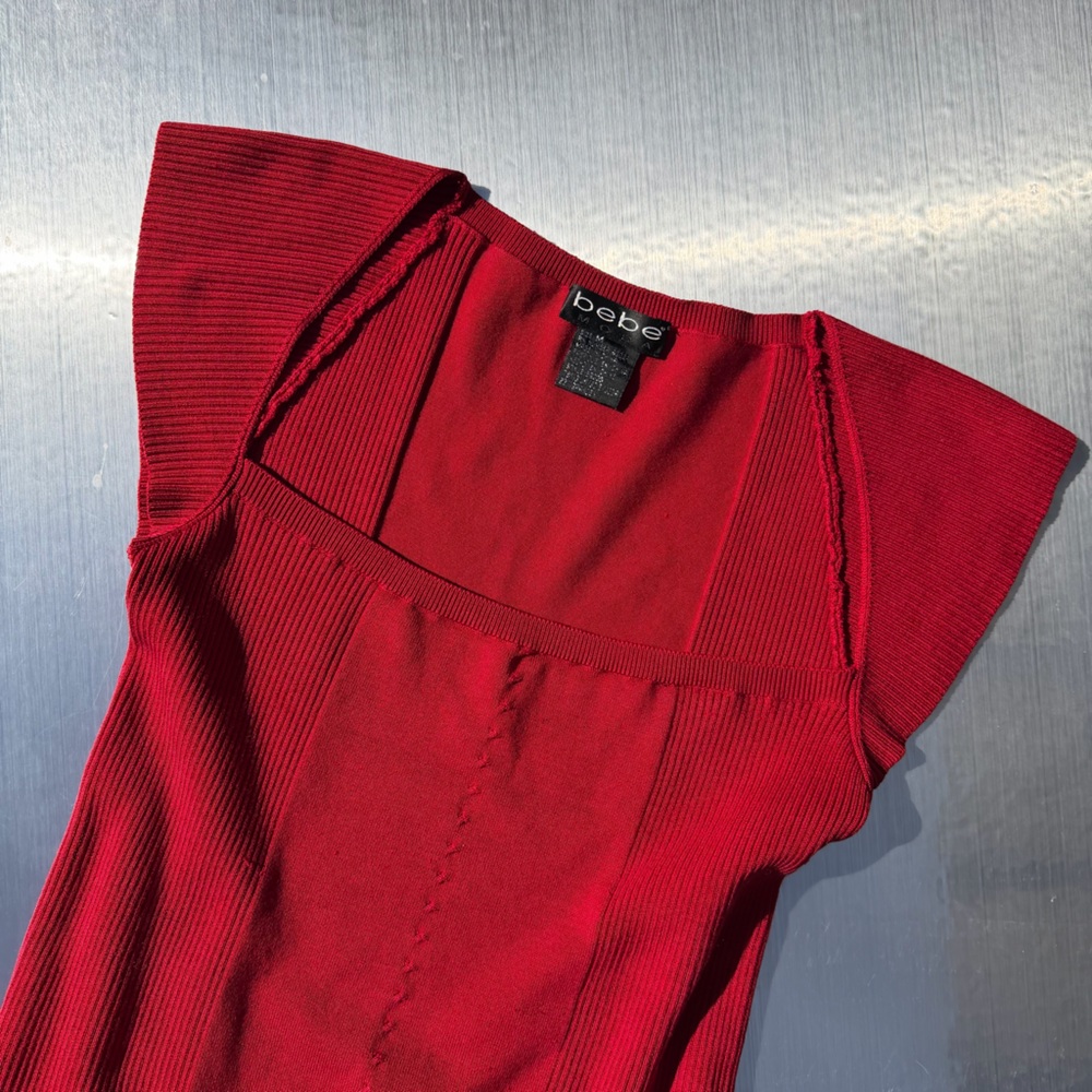 Vintage Bebe Red Cap Sleeve Top